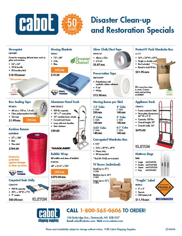 Cabot Shipping - Disaster Clean-up and Restoration Flyer