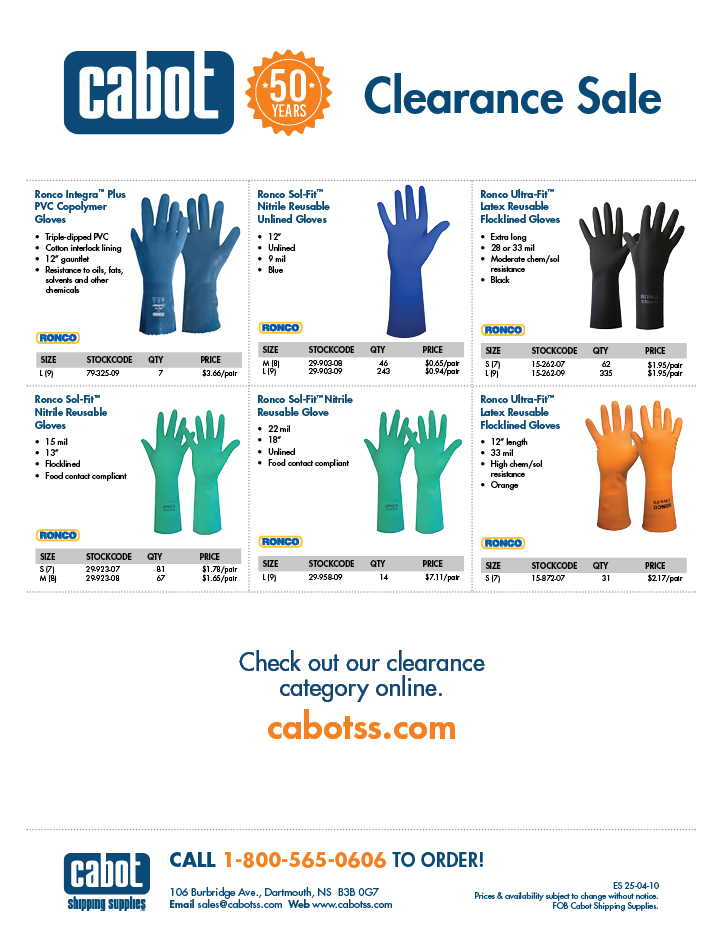 Cabot Shipping - Clearance Flyer