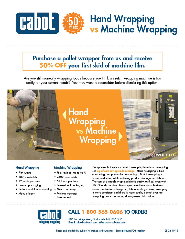 Cabot Shipping - Hand Wrapping vs Machine Wrapping Flyer