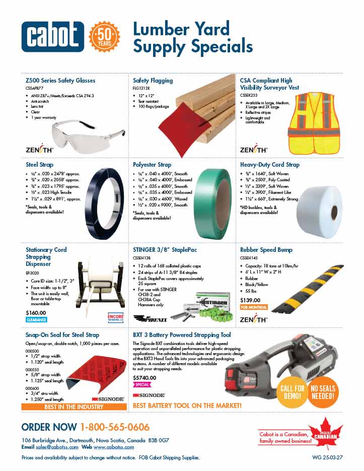 Cabot Shipping - Lumber Yard Supplies Special Flyer