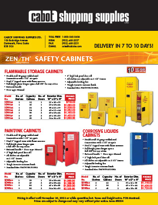 Cabot Shipping - PPG Zenith Safety Cabinets - Issue 8004