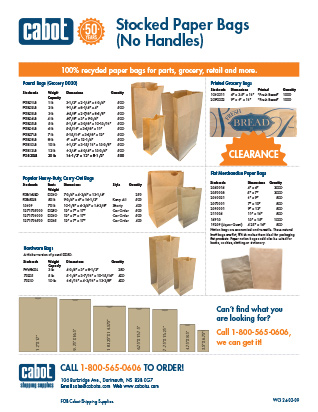 Cabot Shipping - Stocked Paper Bags (No Handles) Flyer