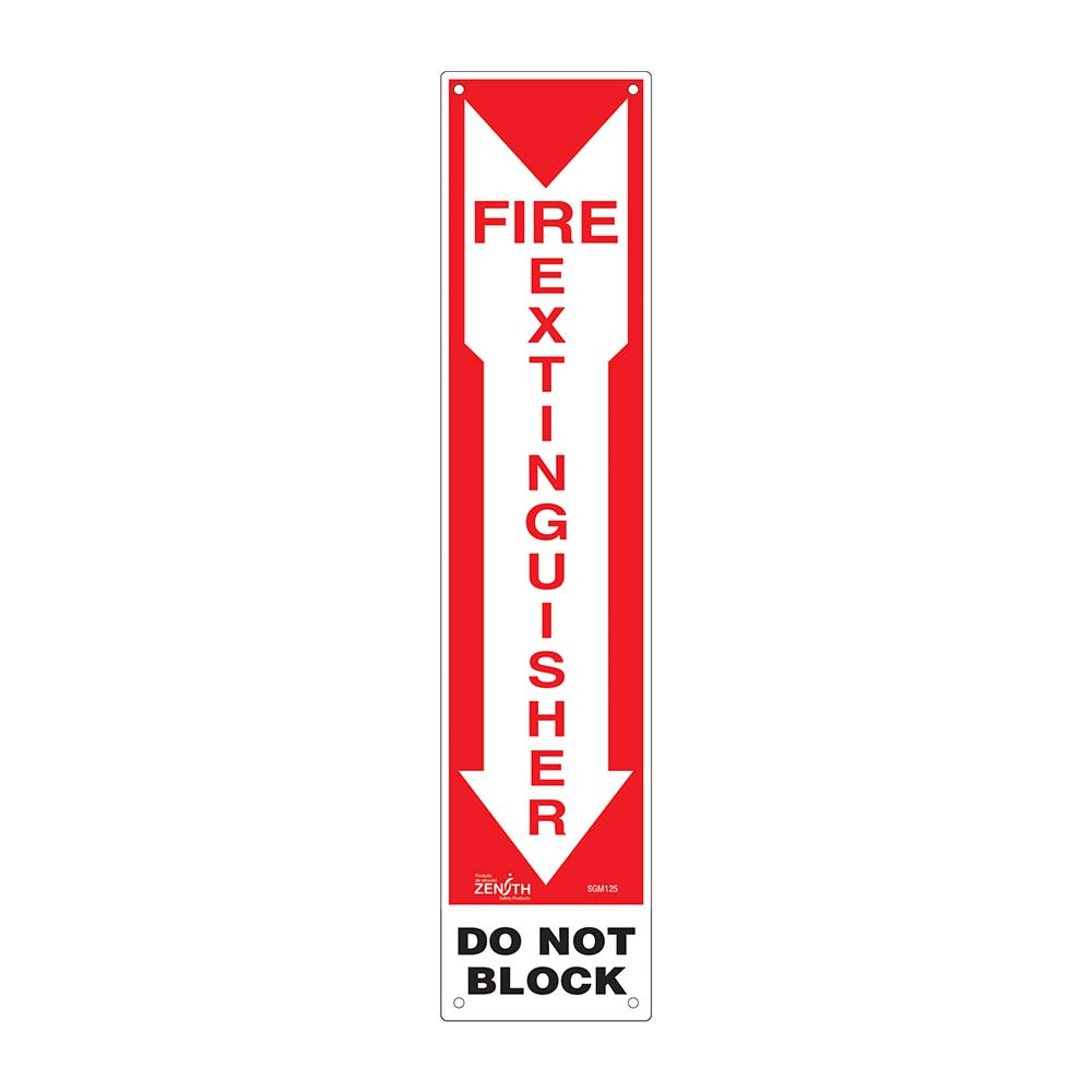 CSSGM125 - SIGN "FIRE EXTINGUISH DO NOT BLOCK" : 4" x 18, plastic, english with pictogram