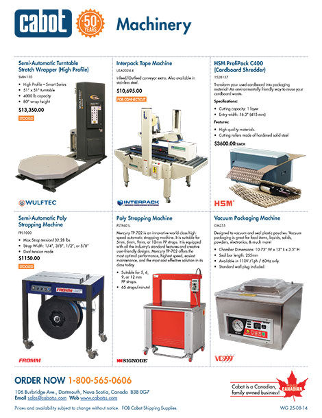 Machinery Specials — Packaging Equipment for Atlantic Canada