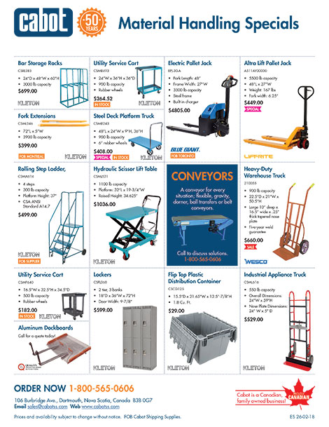 Material Handling Specials Flyer (1 of 2 Annually)