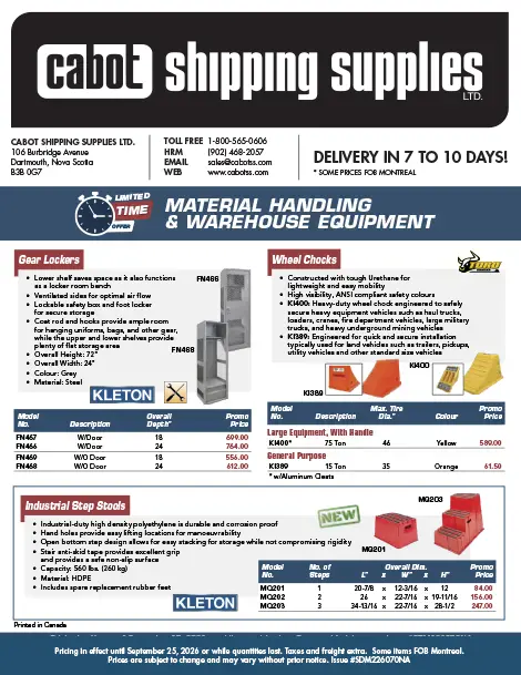 Cabot material handling specials flyer