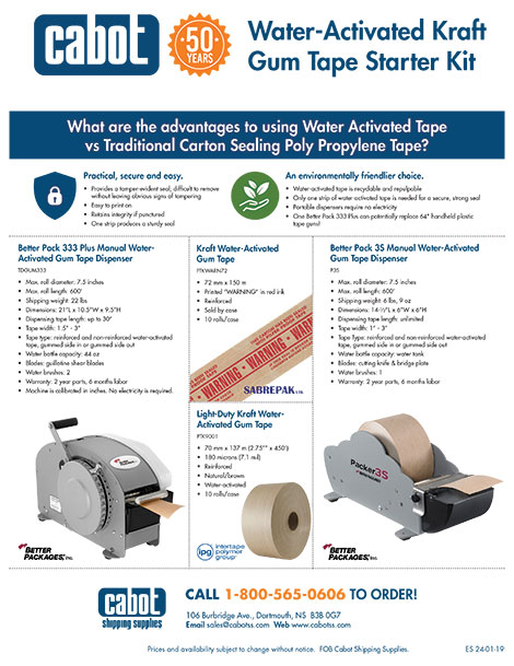 Water-Activated Kraft Gum Tape Starter Kit Flyer