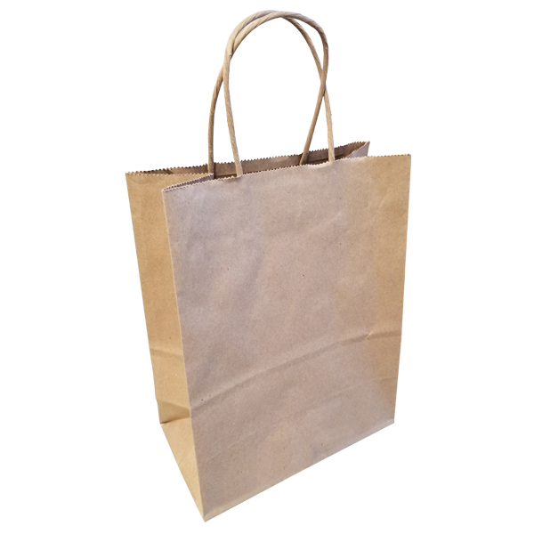 0190010 - PAPER BAG SHOPPING "TEMPO" NATURAL : 8"W x 4-1/2"D x 10-1/4"H, kraft, standard duty, case of 250 bags