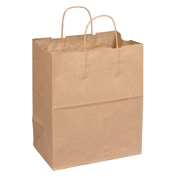0190020 - PAPER BAG SHOPPING "BISTRO" NATURAL : 10"W x 5"D x 13"H, kraft, standard duty, case of 250 bags