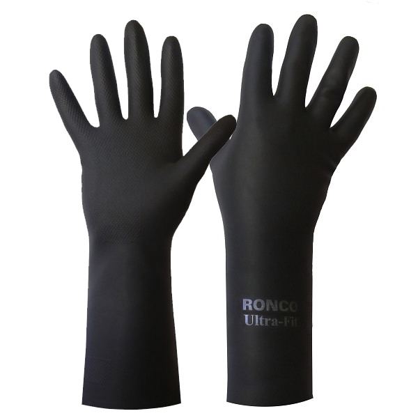 15-262 - Ultra-Fit Latex Reusable Flocklined Glove : natural rubber latex, 12 mil, 12" long