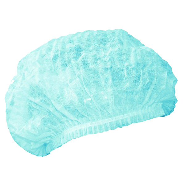 170-B - HAIRNET BOUFFANT CAP (BLUE) : polypropylene, latex free, blue
