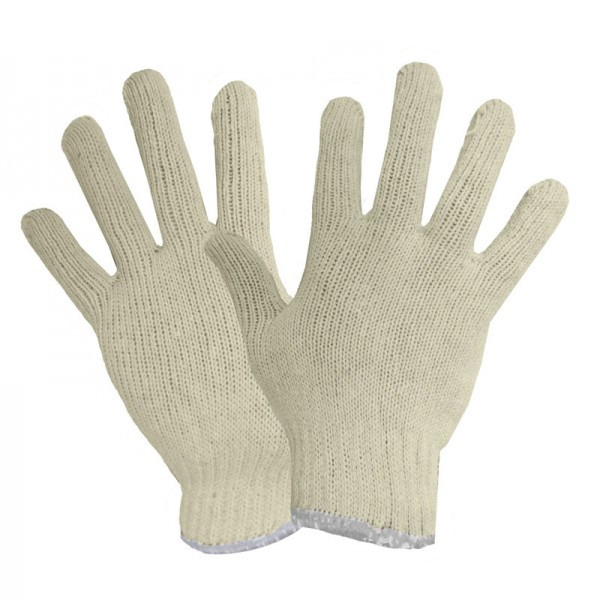 220M - GLOVES KNIT STRING POLY COTTON : medium, wrist serging, knitwrist