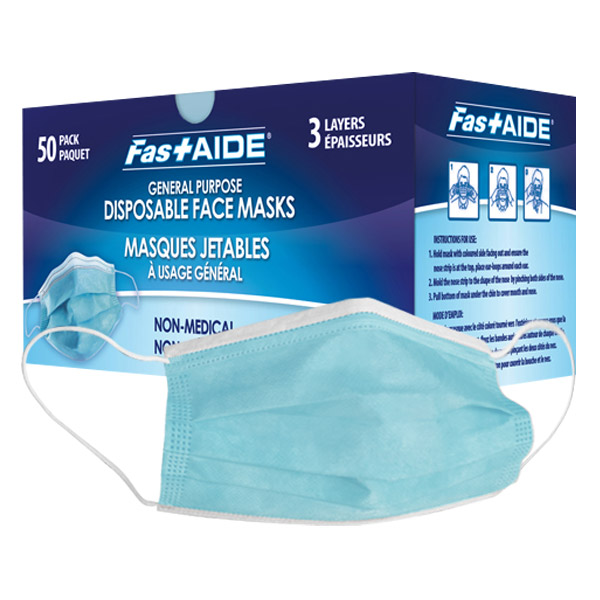 2760410 - MASK NON-MEDICAL DISPOSABLE 3-PLY : non-medical, 3 ply, blue