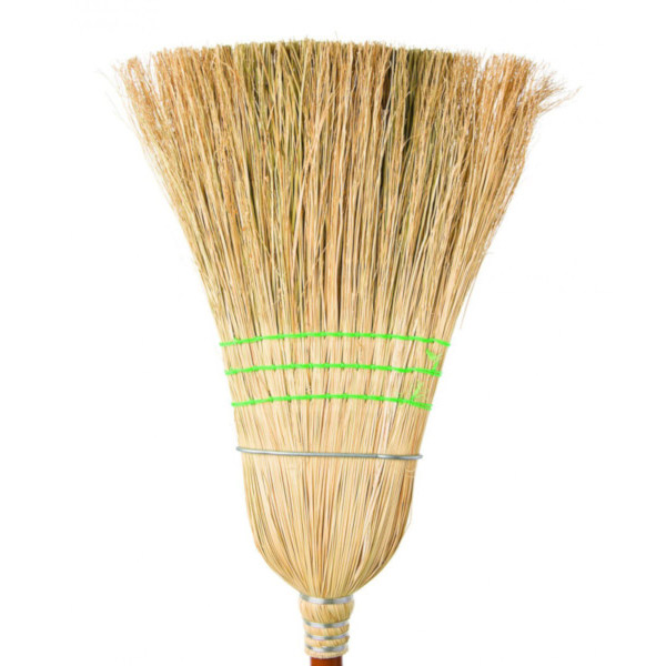 53-763 - BROOM CORN 1 WIRE, 3 ROWS STITCHING : medium-duty, 1-1/8" handle, 1 wire, 3 row stitching