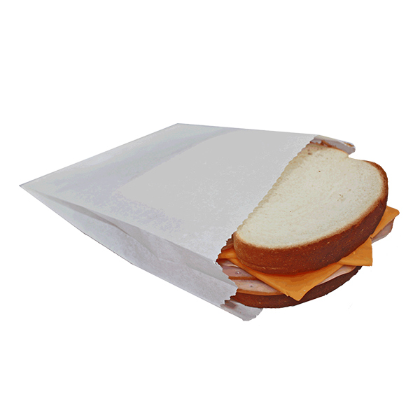 60951029 - PAPER BAG SANDWICH WHITE : 6"W x 3/4"D x 6-3/4"H, white, standard duty, case of 1000 bags