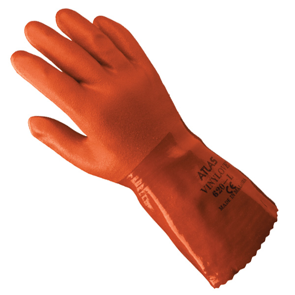 620-7S - GLOVES ATLAS SMALL : small (7), PVC coating, chemical and water resistant, 12" length