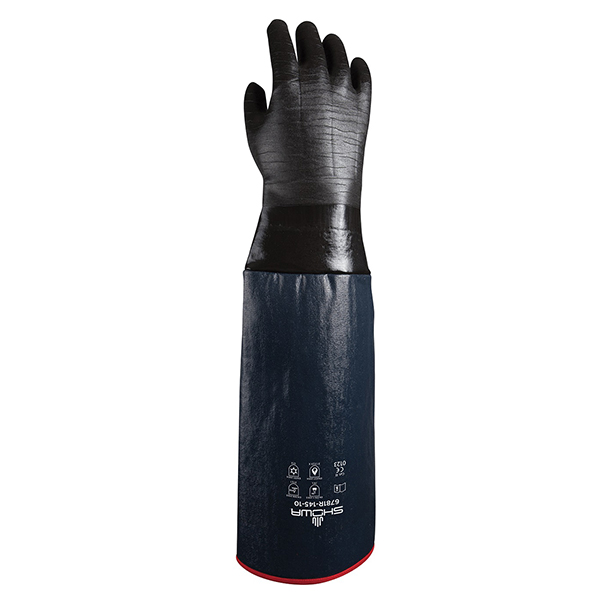 6781R-145 - GLOVES HEAT RESISTANT : large, 12" gauntlet, 14" sleve, black, neoprene coating