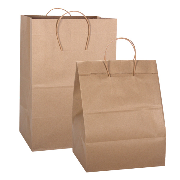 68534 - PAPER BAG CARRY OUT "BISTRO" W/HANDLE : 10"W x 6-3/4"D x 12"H, kraft, standard duty, case of 250 bags