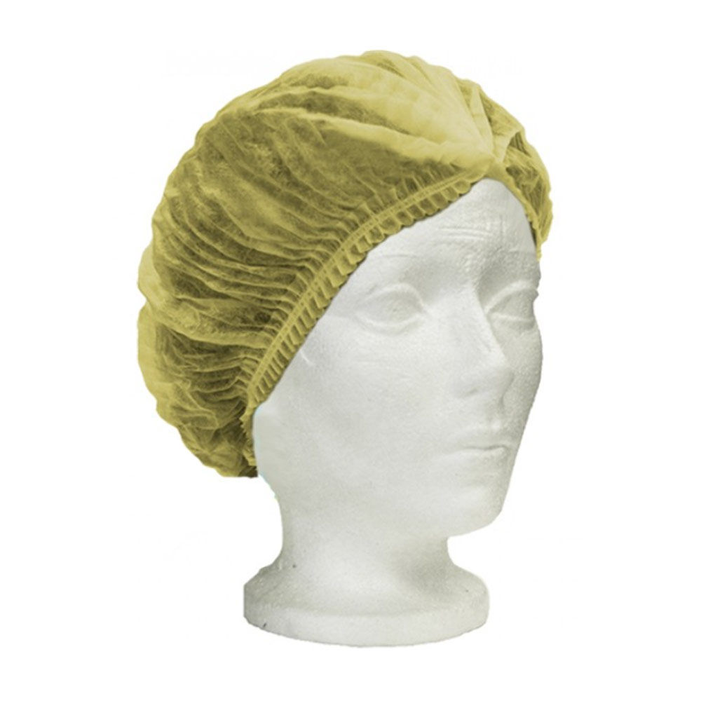 7024Y - HAIRNET 24" BOUFFANT CAP YELLOW : 24", non-woven polypropylene, yellow