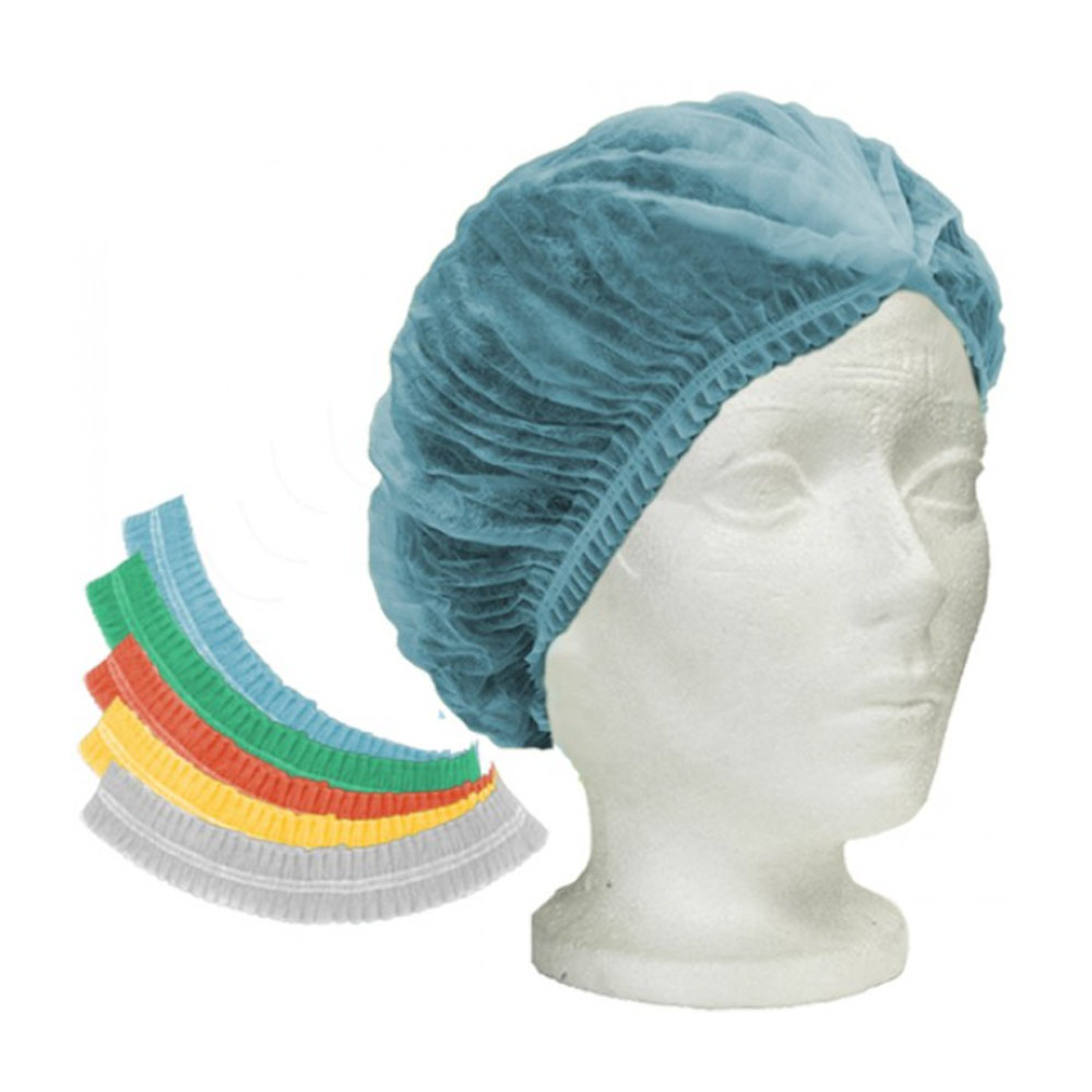 70R - HAIRNET BOUFFANT CAP 21" Pleated Blue : non-woven polypropylene