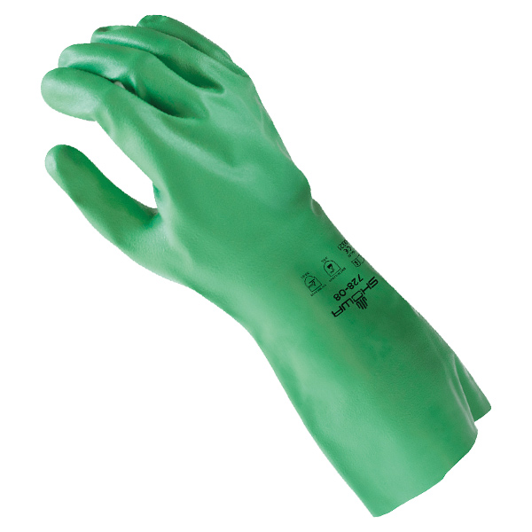 728-08 - GLOVES NITRILE MEDIUM SHOWA : medium (8), green, 15 mil