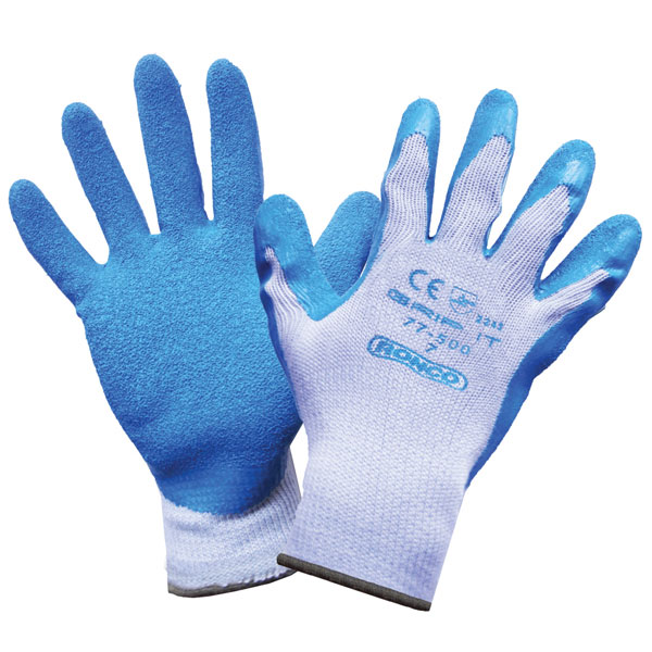 77-500-08 - GLOVES GRIP IT LATEX COATED : medium (8), polycotton machine knit, latex palm coating 