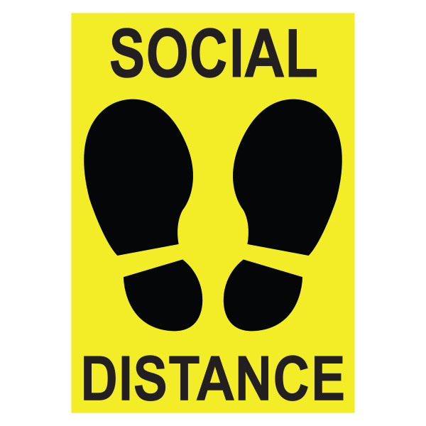 810-SDL-101 - LABEL SOCIAL DISTANCING FLOOR : 7" x 10", vinyl with gloss lamination, min order 25 labels