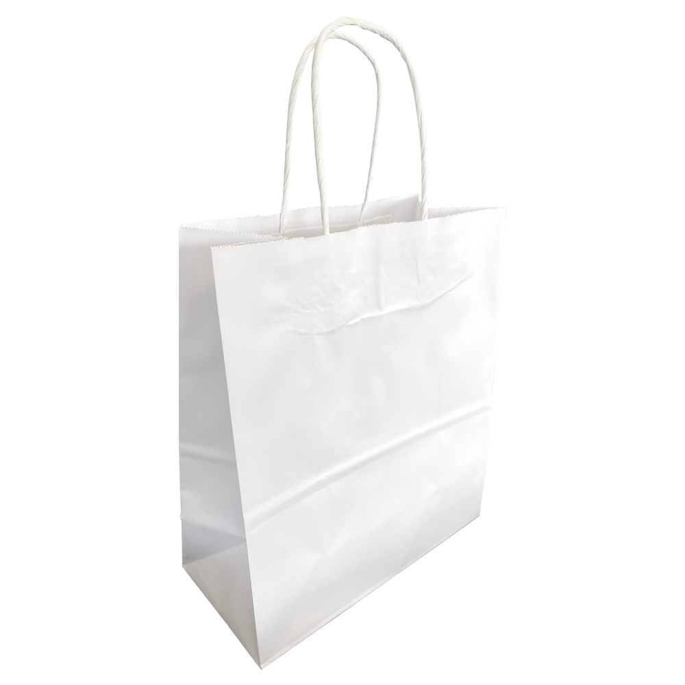 84598 - PAPER BAG SHOPPING "TEMPO" WHITE : 8"W x 4-1/2"D x 10-1/4"H, white, standard duty, case of 250 bags