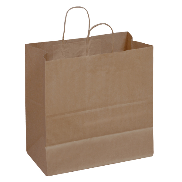 87523 - PAPER BAG SHOPPING  "TRAVELER/CELEBRITY" NAT : 13"W x 6"D x 15"H, kraft, standard duty, case of 250 bags