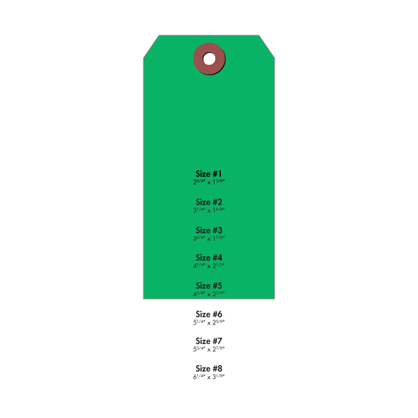 A50155 - TAGS #5 TYVEK GREEN 4 3/4" X 2 3/8" : #5 tags (4-3/4" x 2-3/8"), dark green, tyvek