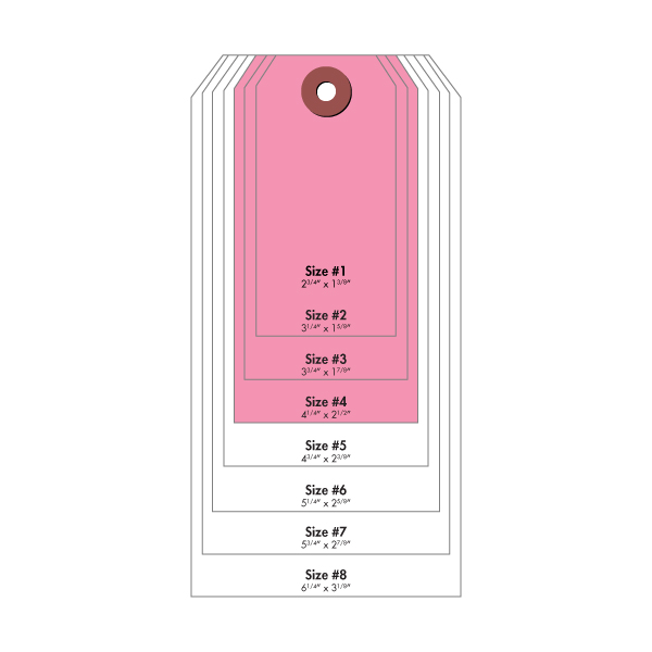 A53364 - TAGS #4 PINK 4-1/4" X 2-1/8" : #4, 4-1/4" x 2-1/8", pink
