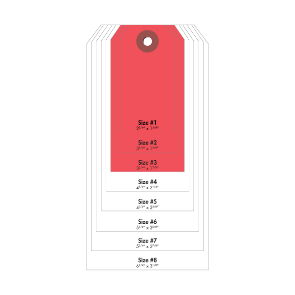 A53373 - TAGS #3 RED 3-3/4" X  1-7/8" : #3 Cardstock Tag, Red, 3-3/4" x 1-7/8"
