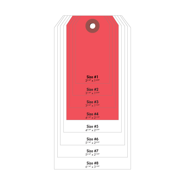 A53374 - TAGS #4 RED 4 1/4" X 2 1/2" : #4 Cardstock Tag, Red, 4-1/4" x 2-1/2"