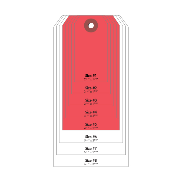 A53375 - TAGS #5 RED 4-3/4" X 2-3/8" : #5 Cardstock Tag, Red, 4-3/4" x 2-3/8"
