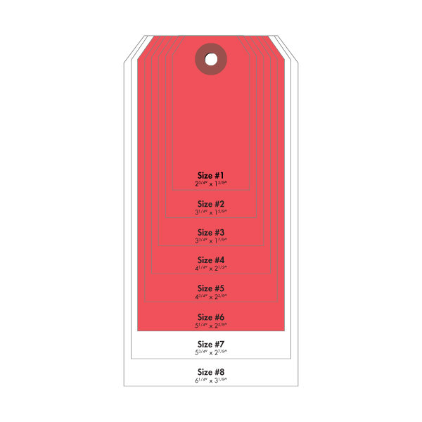 A53376 - TAGS #6 RED 5 1/4" X 2 5/8" : #6 Cardstock Tag, Red, 5-1/4" x 2-5/8"