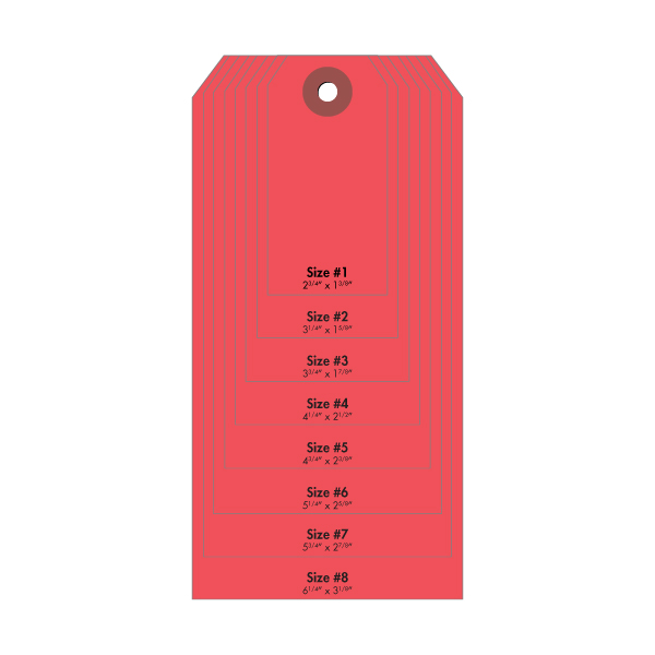 A53378 - TAGS #8 RED 6-1/4" X 3-1/8" : #8 Cardstock Tag, Red, 6-1/4" x 3-1/8"