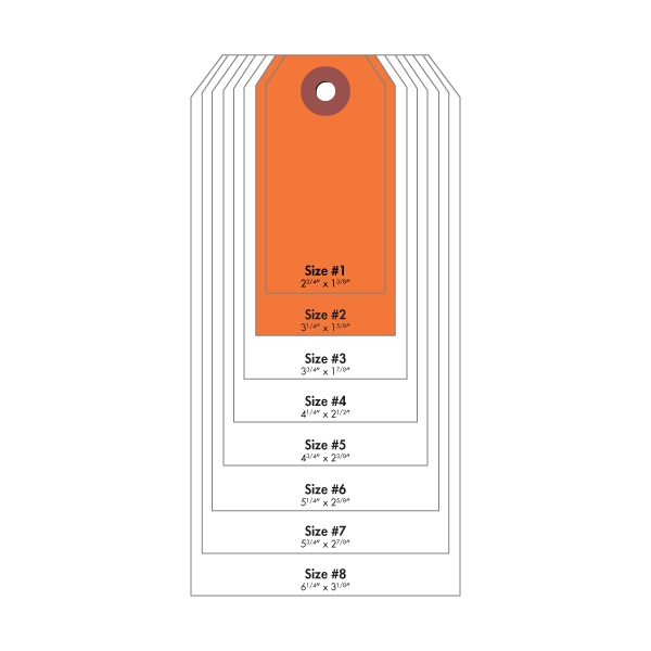A53402 - TAGS #2 ORANGE 3-1/4" X 1-5/8" : #2 Cardstock Tag, Orange, 3-1/4" x 1-5/8"