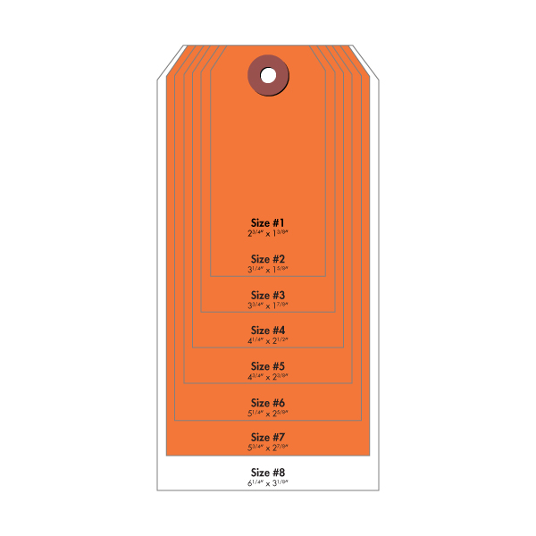 A53407 - TAGS #7 ORANGE 5-3/4" X 2-7/8" : 5-3/4" x 2-7/8", orange, 1000/case
