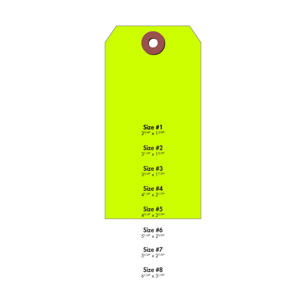 A58065 - TAGS #5 FLUORESCENT YELLOW : 4-3/4" x 2-3/8", fluorescent yellow