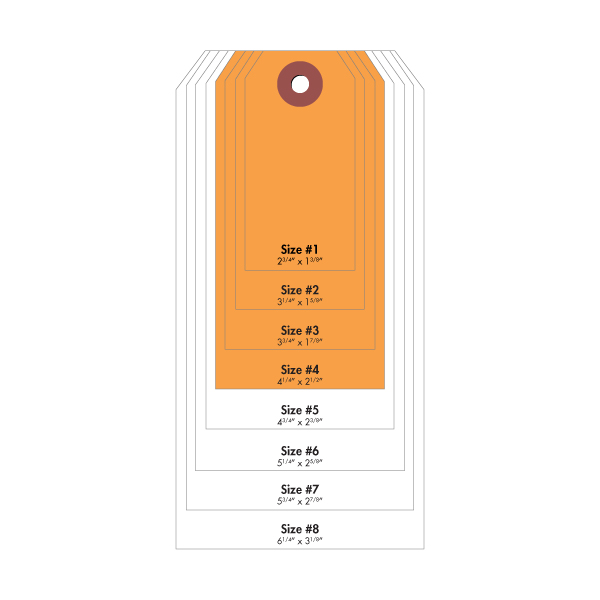 A58404 - TAGS #4 FLUORESCENT ORANGE : #4 Cardstock Tag, Fluorescent Orange, 4-1/4" x 2-1/2"