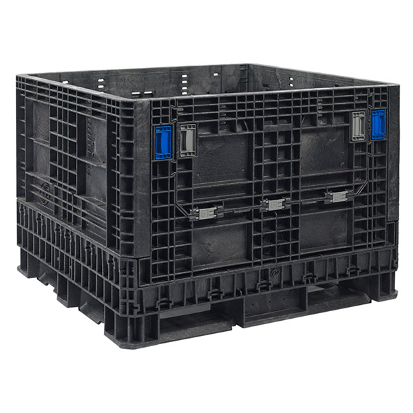CONT484534 - CONTAINER 48"X45"X34 : 48" x 45" x 34", black, collapsible, 2 drop down access doors