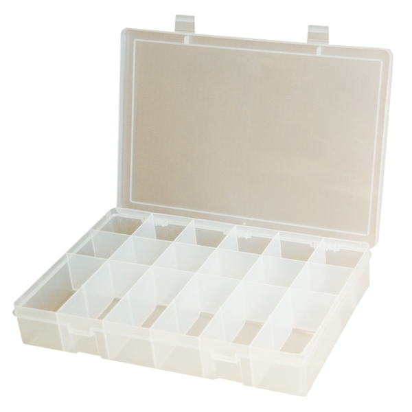 CSCB503 - CASE PLASTIC COMPARTMENT : 13-1/8"W x 9"D x 2-5/16"H, 18 compartments