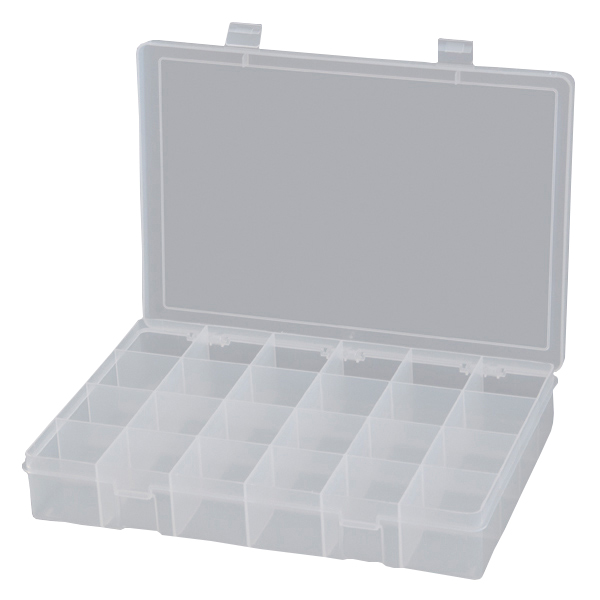 CSCB505 - CASE PLASTIC COMPARTMENT : 13-1/8"W x 9"D x 2-5/16"H, clear, plastic, 24 compartments