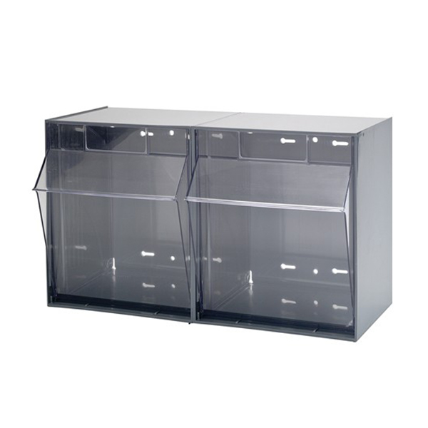 CSCB978 - BIN TIP-OUT MODULAR STORAGE : 23-5/8"W x 11-7/8"D x 13-7/8"H, grey, 2 bin compartments