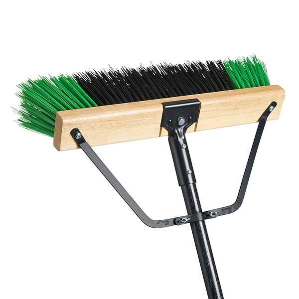 CSJM919 - BROOM & HANDLE BULLDOG 24"L : 24"L, wood block, PVC bristle, tapered