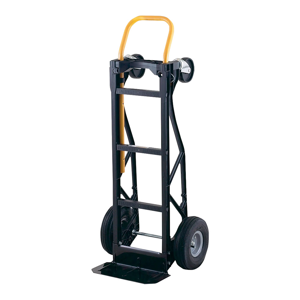 CSMD643 - HAND TRUCK CONVERTIBLE NYLON : loop handle, nylon frame, nose plate dimensions: 14-1/2" W X 7" D, pneumatic wheels, 600-700 lbs capacity