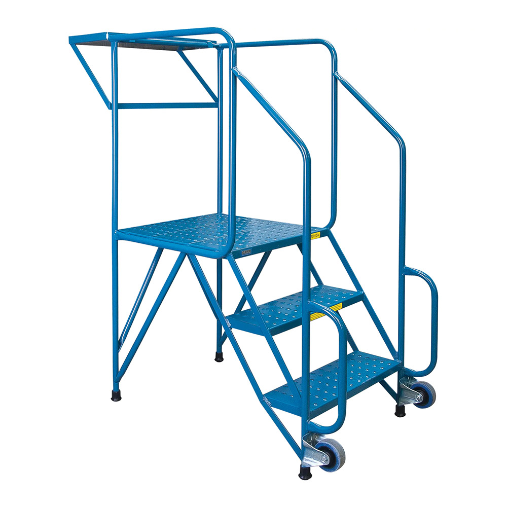 CSMH212 - LADDER  3 STEP ROLLING STEEL : 3 step, 24"W x 44"D x 58"H, stee, 300 lb. cap.