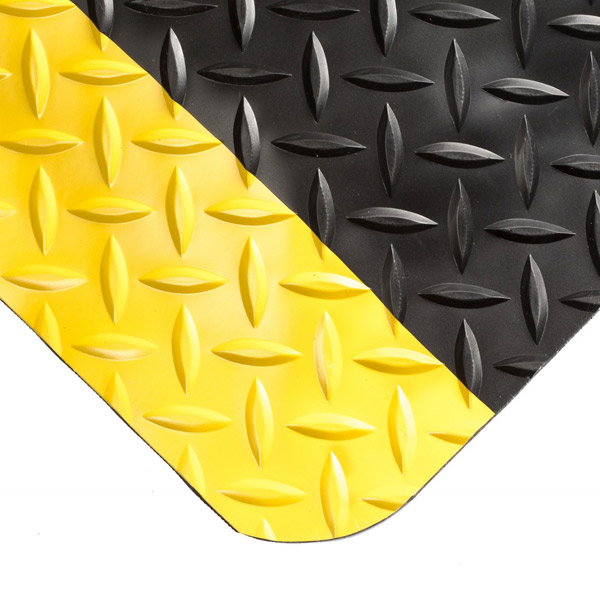 CSSAL358 - MAT DIAMOND SELECT BEVELED : 3' x 5', black/yellow, anti-fatigue, pvc, solid, diamond