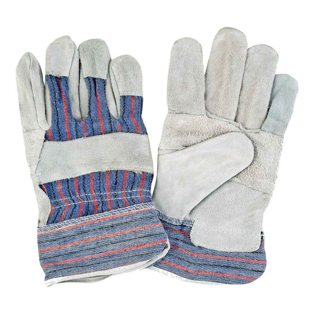 CSSAN382 - GLOVES FITTERS SPLIT LEATHER : large (9), split cowhide, cotton lining, starched