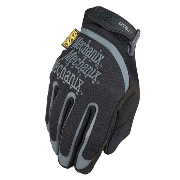 CSSAN722 - GLOVES UTILITY BLACK : large (9), synthetic leather/spandex/lycra, hook and loop